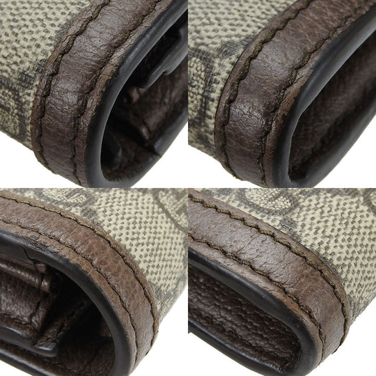 GUCCI Long Wallet Purse 523153 GG Supreme canvas, leather beige Off deer unisex(Unisex) Used Authentic