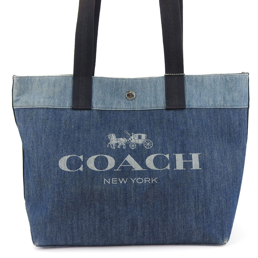 COACH Tote Bag 91131 denim blue Women Used Authentic