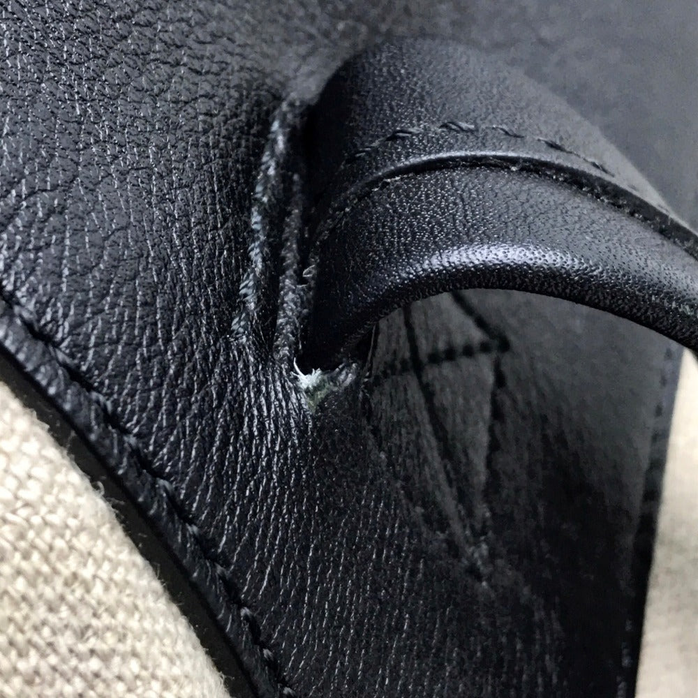 CELINE Tote Bag Linen canvas, leather Beige x black Women Women Used Authentic