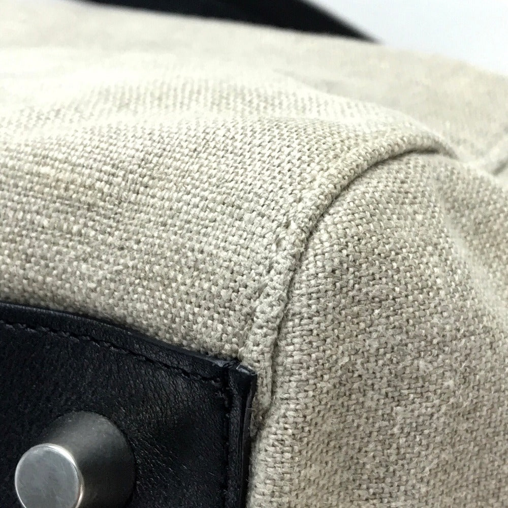 CELINE Tote Bag Linen canvas, leather Beige x black Women Women Used Authentic