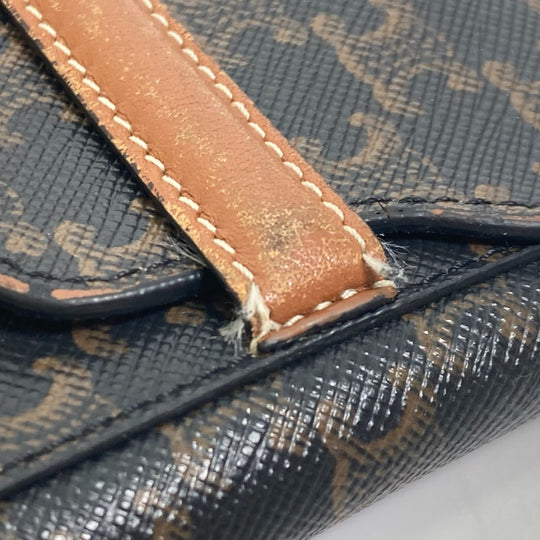 CELINE Folded wallet leather Brown Card Case triomphe wallet mens Secondhand Authentic