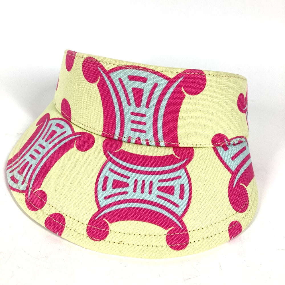 CELINE Sun visor cotton yellow triomphe logo Women Used Authentic
