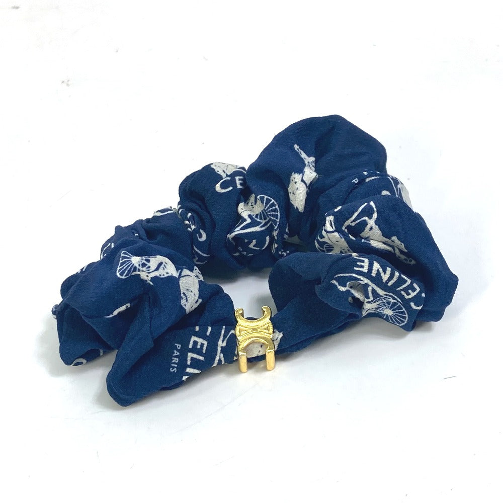 CELINE hair accessory silk blue Sulky logo Women Used Authentic