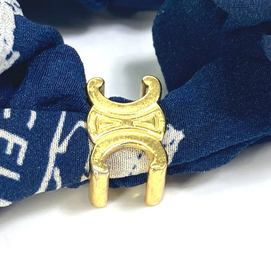 CELINE hair accessory silk blue Sulky logo Women Used Authentic