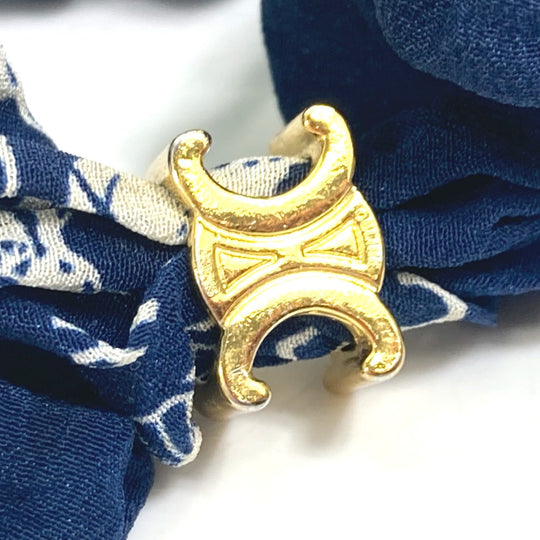 CELINE hair accessory silk blue Sulky logo Women Used Authentic