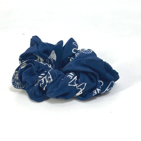 CELINE hair accessory silk blue Sulky logo Women Used Authentic