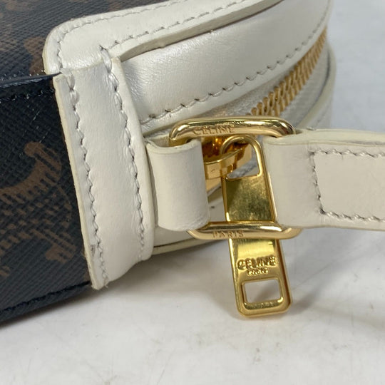 CELINE Shoulder Bag Canvas / leather Brown triomphe logo Women Used Authentic