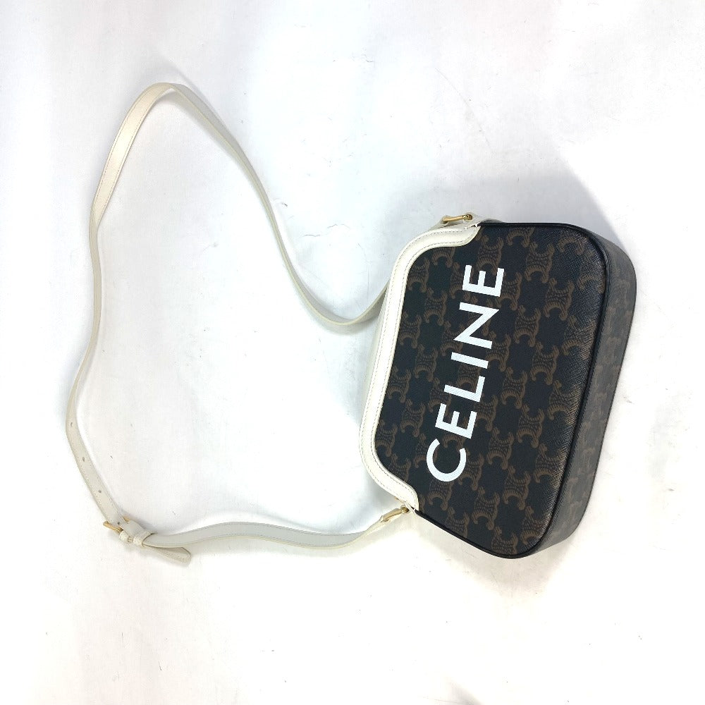 CELINE Shoulder Bag Canvas / leather Brown triomphe logo Women Used Authentic