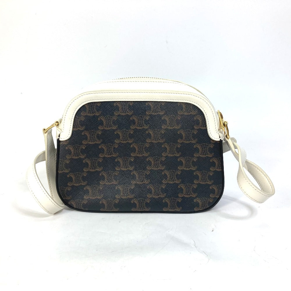 CELINE Shoulder Bag Canvas / leather Brown triomphe logo Women Used Authentic