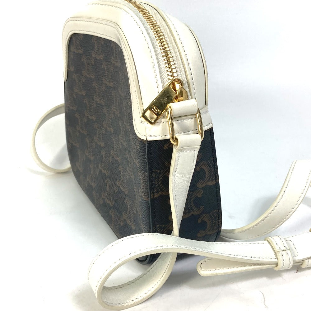 CELINE Shoulder Bag Canvas / leather Brown triomphe logo Women Used Authentic
