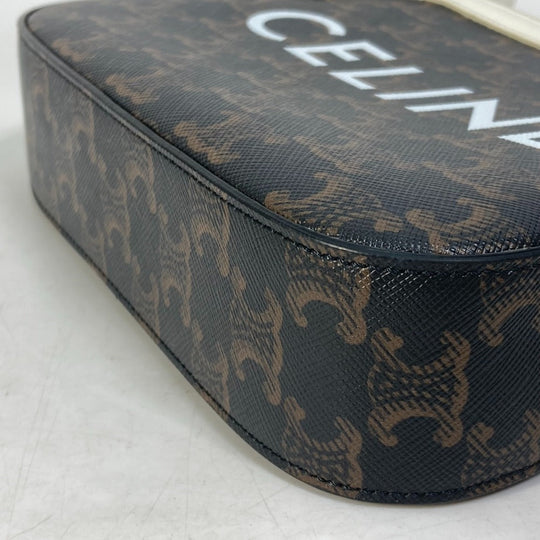 CELINE Shoulder Bag Canvas / leather Brown triomphe logo Women Used Authentic