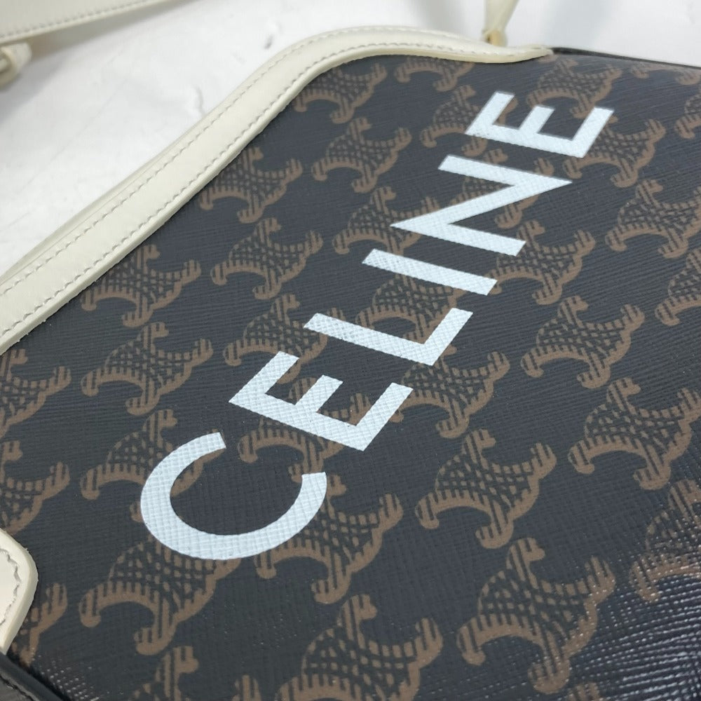 CELINE Shoulder Bag Canvas / leather Brown triomphe logo Women Used Authentic