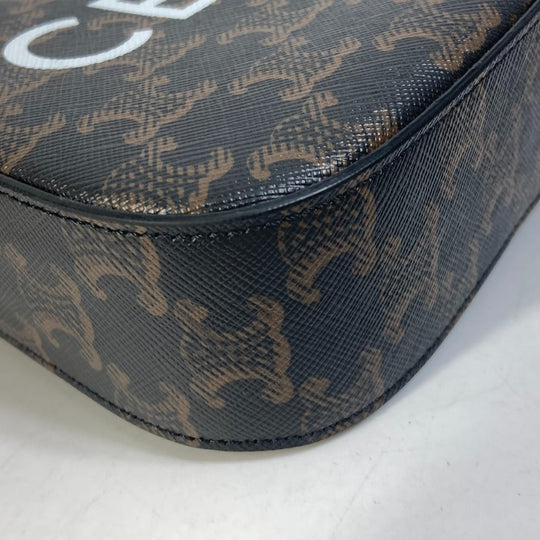CELINE Shoulder Bag Canvas / leather Brown triomphe logo Women Used Authentic
