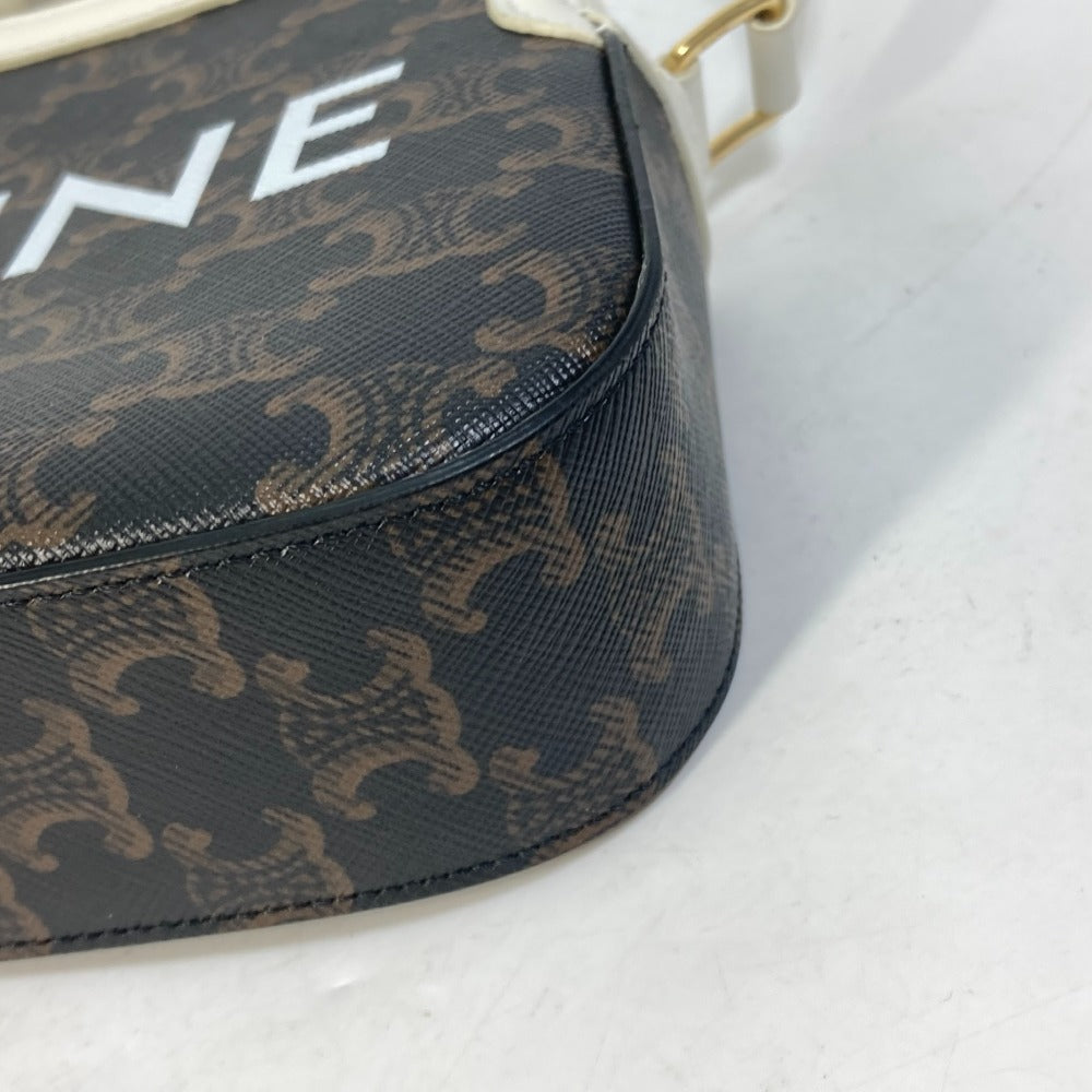 CELINE Shoulder Bag Canvas / leather Brown triomphe logo Women Used Authentic