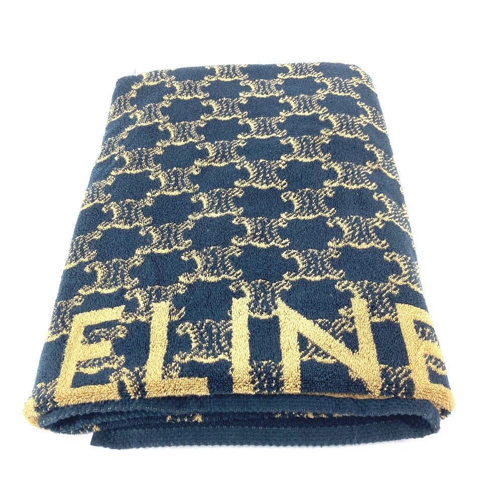 CELINE towel 29GAC115P cotton beige Bath towel Interior Throw Blanket triomphe logo Women Used Authentic