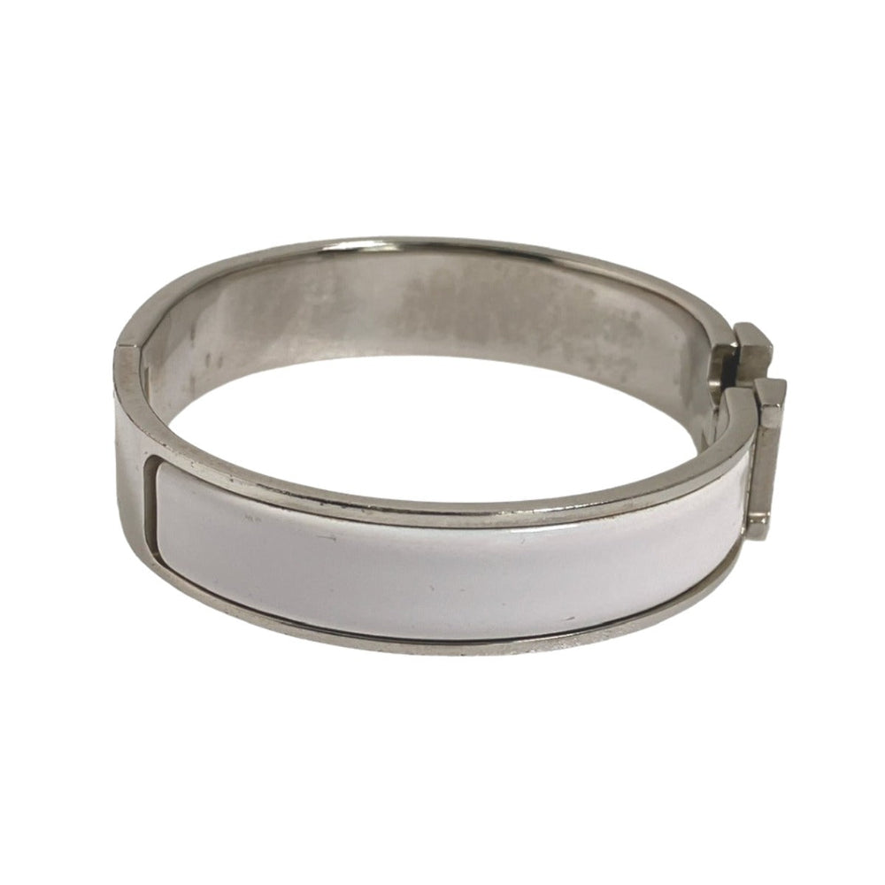 HERMES Bangle Metal, Gold Plated White x silver clicclac Stainless Steel