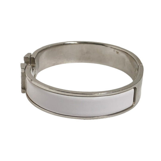 HERMES Bangle Metal, Gold Plated White x silver clicclac Stainless Steel