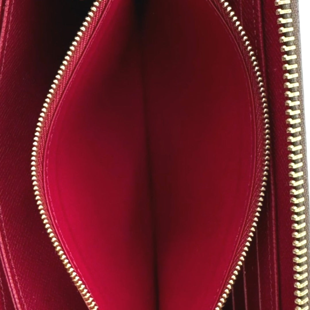 LOUIS VUITTON Long Wallet Purse M41895 Monogram canvas Brown Zip Around Monogram Fuchsia Women Used Authentic