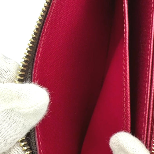 LOUIS VUITTON Long Wallet Purse M41895 Monogram canvas Brown Zip Around Monogram Fuchsia Women Used Authentic