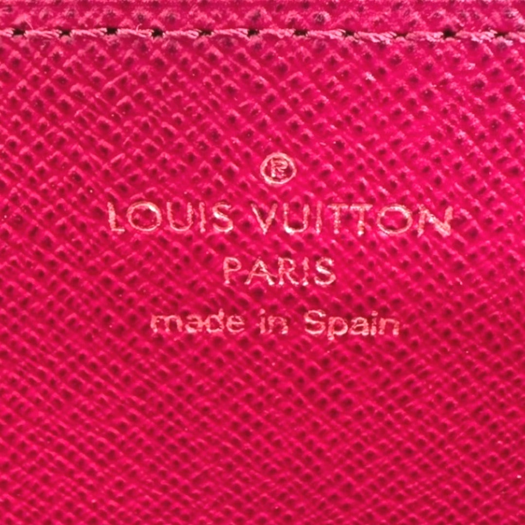 LOUIS VUITTON Long Wallet Purse M41895 Monogram canvas Brown Zip Around Monogram Fuchsia Women Used Authentic