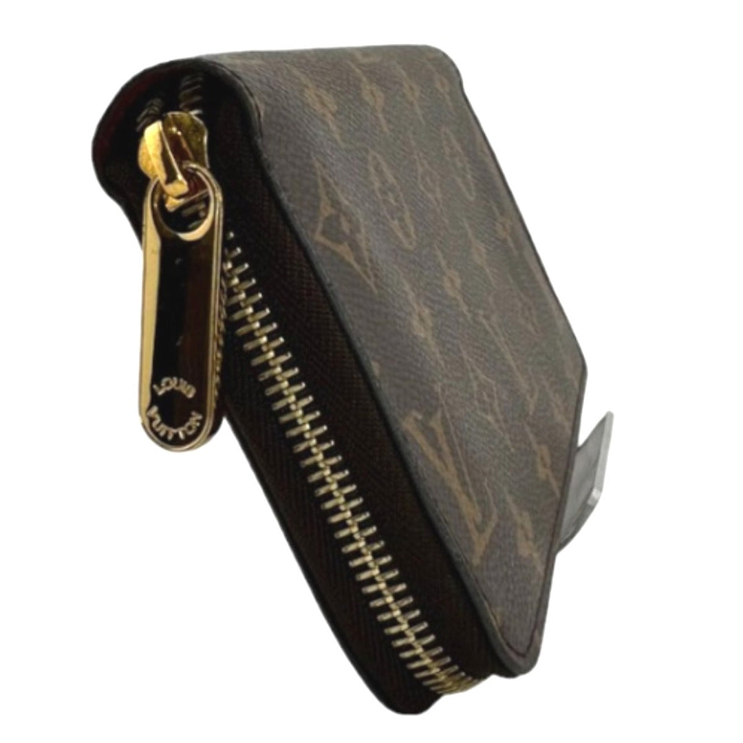 LOUIS VUITTON Long Wallet Purse M41895 Monogram canvas Brown Zip Around Monogram Fuchsia Women Used Authentic