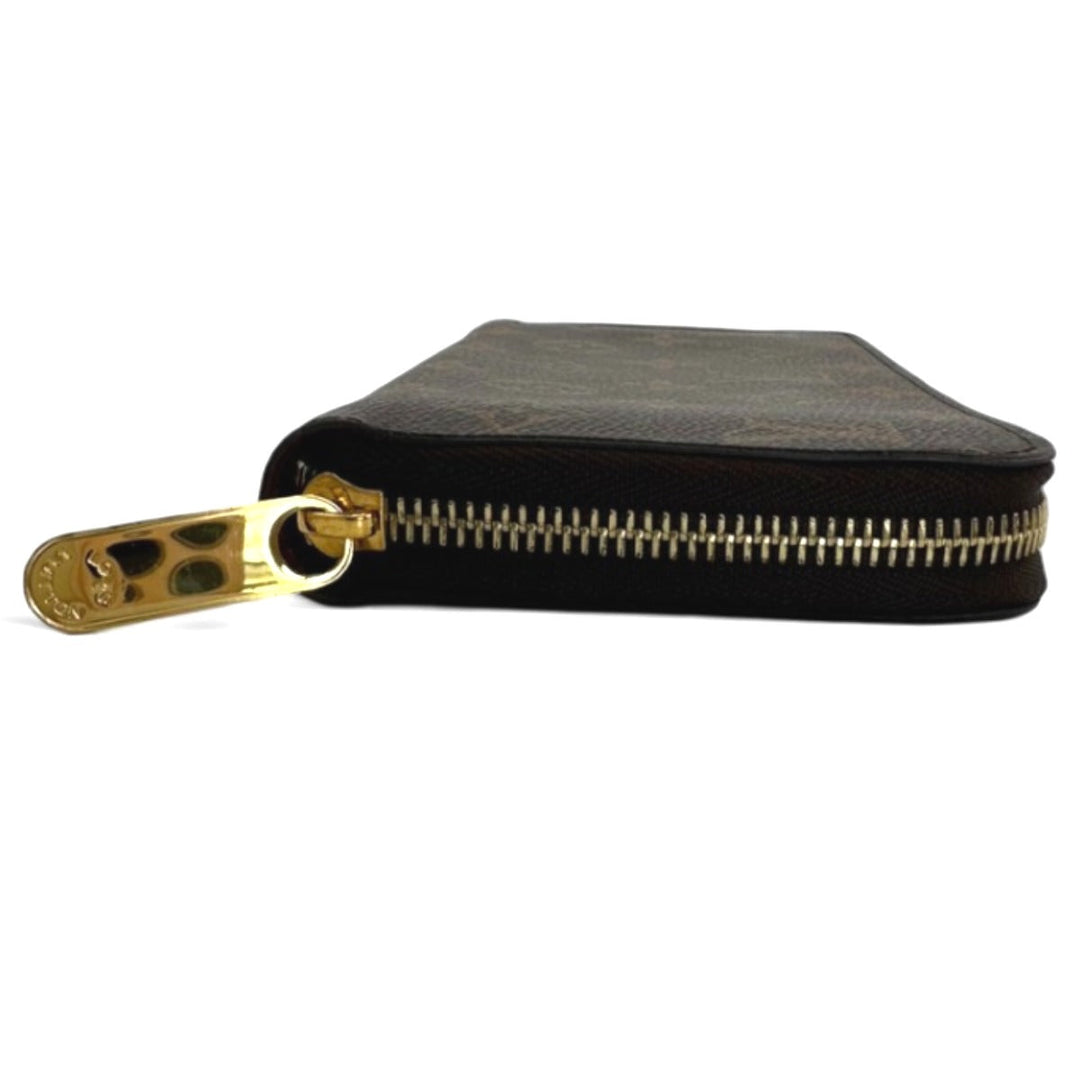 LOUIS VUITTON Long Wallet Purse M41895 Monogram canvas Brown Zip Around Monogram Fuchsia Women Used Authentic