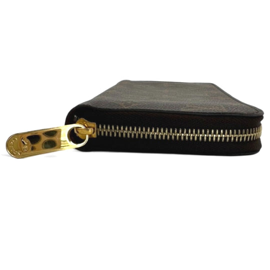 LOUIS VUITTON Long Wallet Purse M41895 Monogram canvas Brown Zip Around Monogram Fuchsia Women Used Authentic