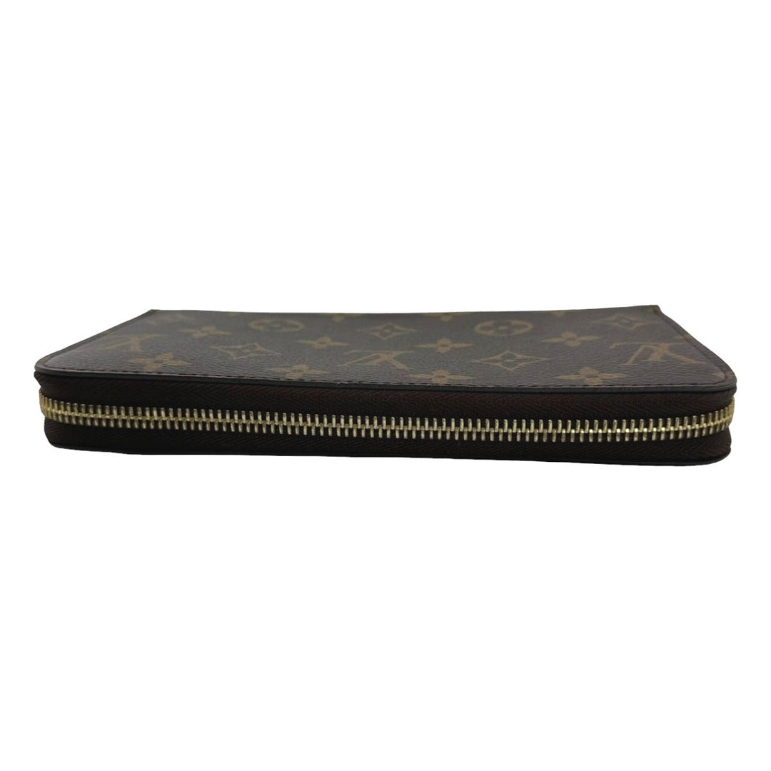 LOUIS VUITTON Long Wallet Purse M41895 Monogram canvas Brown Zip Around Monogram Fuchsia Women Used Authentic