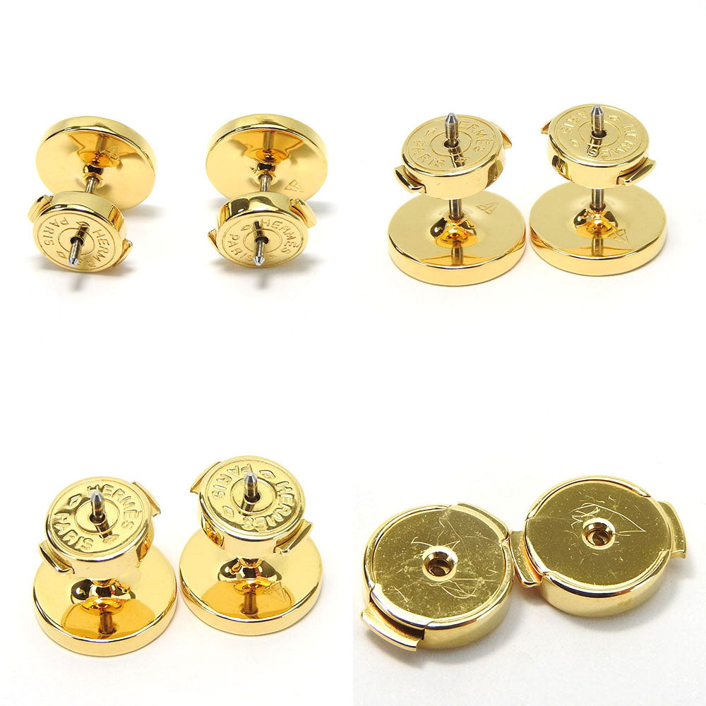 HERMES Pierce metal gold Chene Dunkle Women Used Authentic