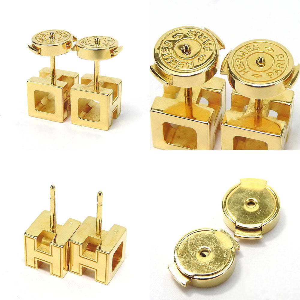 HERMES Pierce metal gold Cage de ash Women Used Authentic