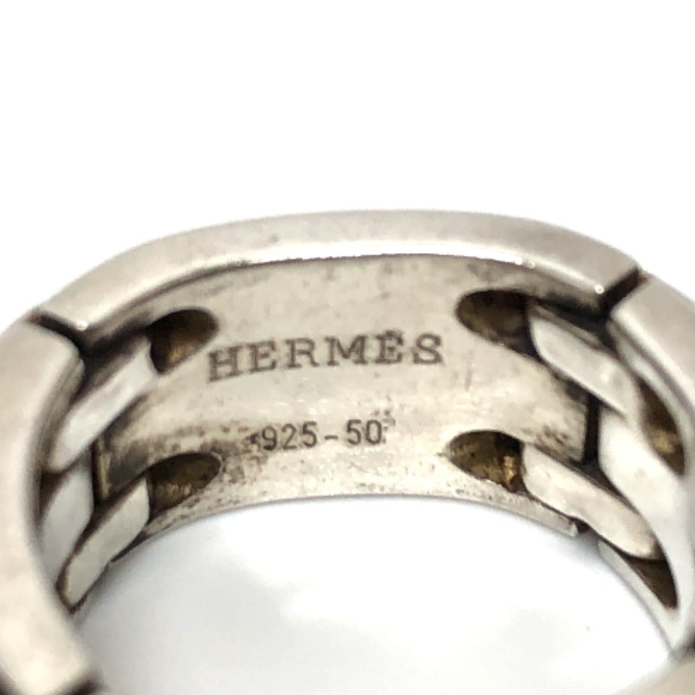 HERMES Ring SV925 Silver Chain Plate Women 50 Used Authentic