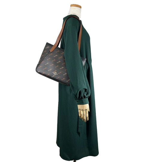 COACH Tote Bag C4060 PVC, Leather Brown Hose and carriage Women Used Authentic