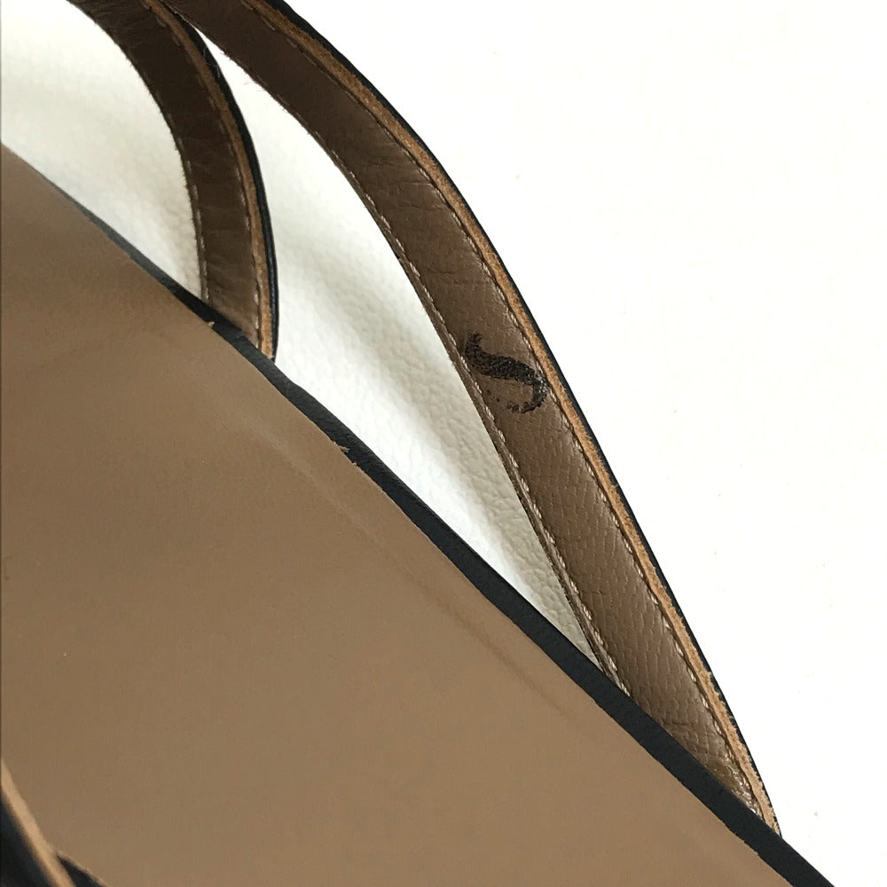 HERMES Sandals leather Beige x black x brown Chene Dunkle Women 37 Used Authentic