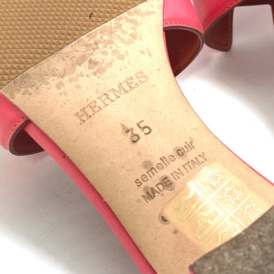 HERMES Sandals leather pink shoes Oasis Women 35 Used Authentic