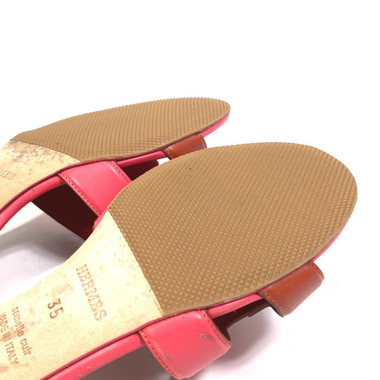 HERMES Sandals leather pink shoes Oasis Women 35 Used Authentic