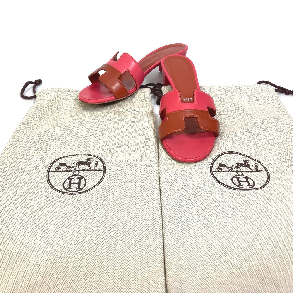 HERMES Sandals leather pink shoes Oasis Women 35 Used Authentic