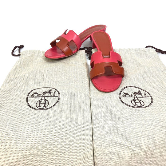 HERMES Sandals leather pink shoes Oasis Women 35 Used Authentic