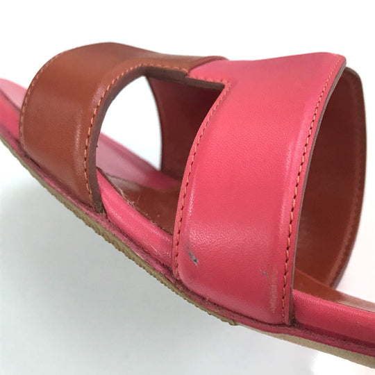 HERMES Sandals leather pink shoes Oasis Women 35 Used Authentic