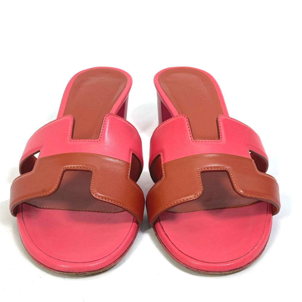 HERMES Sandals leather pink shoes Oasis Women 35 Used Authentic