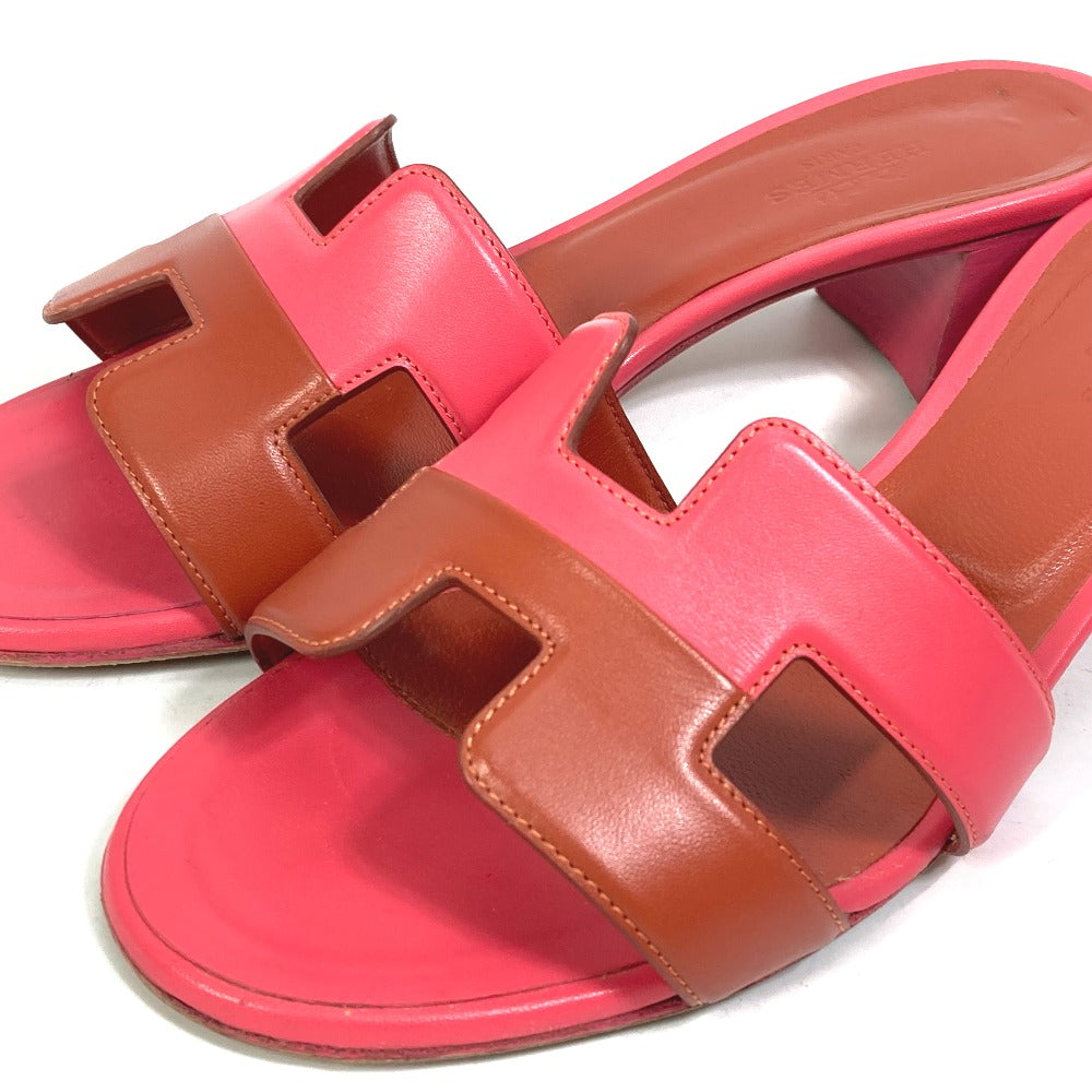 HERMES Sandals leather pink shoes Oasis Women 35 Used Authentic