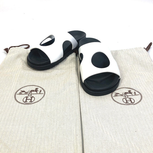 HERMES Sandals leather white edit Women 37 Used Authentic
