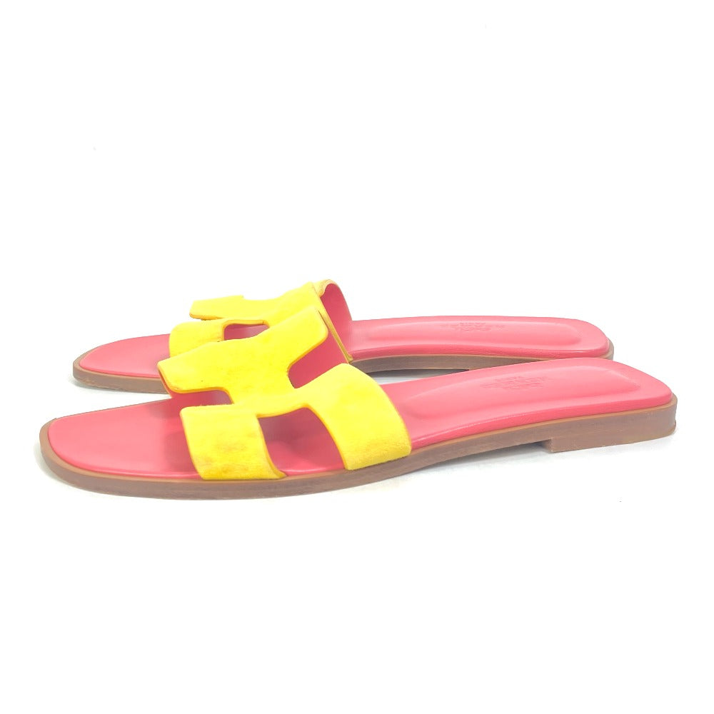 HERMES Sandals Leather, Suede pink logo Oran Women 36.5 Used Authentic