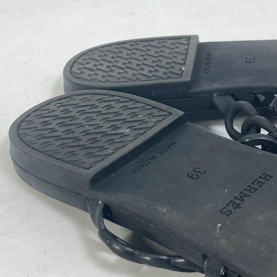 HERMES Sandals rubber black Chene Dunkle 5 Row Riverage Women 39 Used Authentic