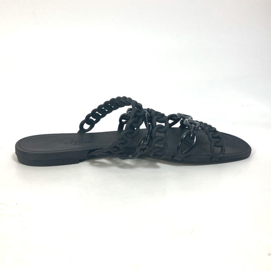 HERMES Sandals rubber black Chene Dunkle 5 Row Riverage Women 39 Used Authentic