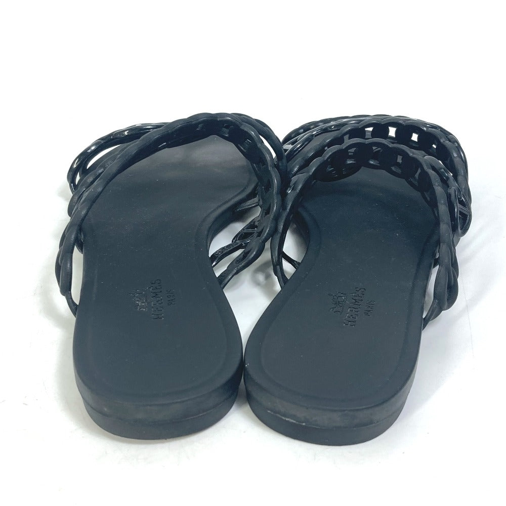 HERMES Sandals rubber black Chene Dunkle 5 Row Riverage Women 39 Used Authentic