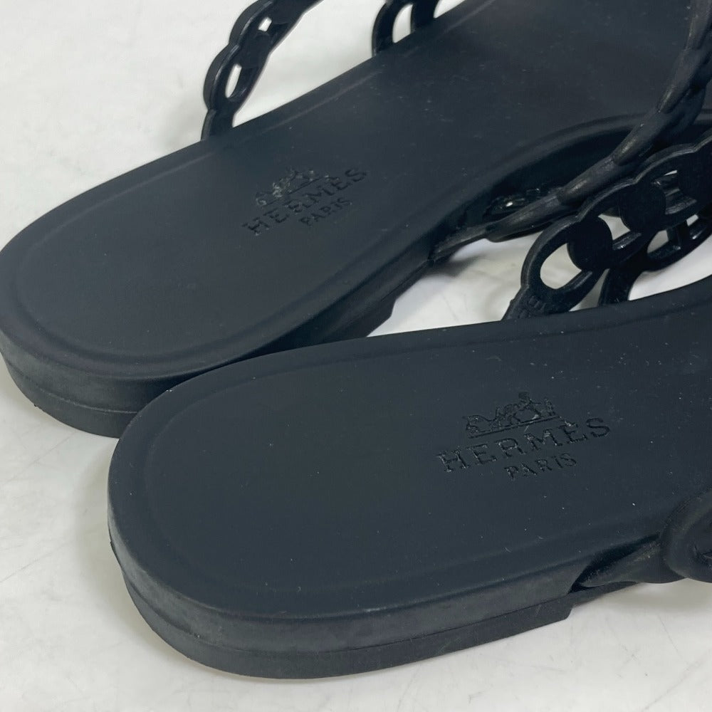 HERMES Sandals rubber black Chene Dunkle 5 Row Riverage Women 39 Used Authentic