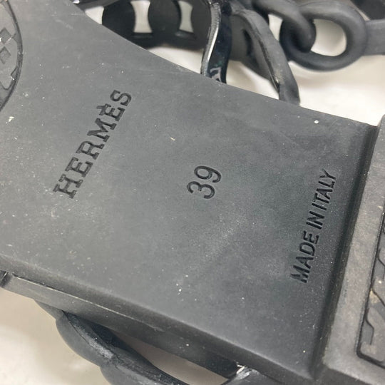 HERMES Sandals rubber black Chene Dunkle 5 Row Riverage Women 39 Used Authentic