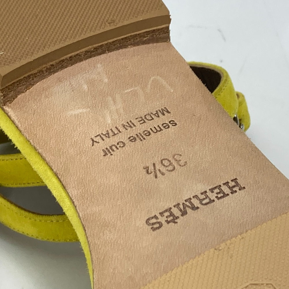 HERMES Sandals Leather / suede yellow With flat belt Women 36 1/2 Used Authentic