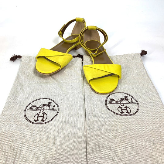HERMES Sandals Leather / suede yellow With flat belt Women 36 1/2 Used Authentic