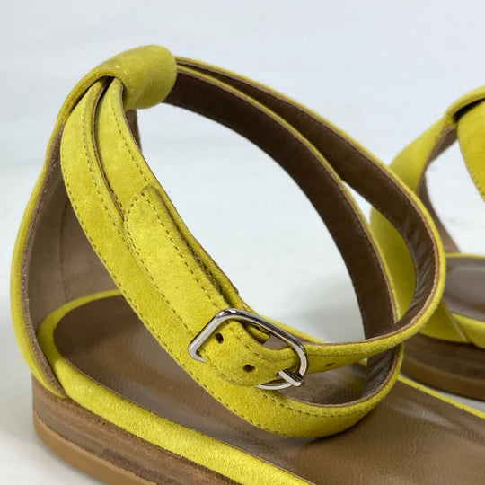 HERMES Sandals Leather / suede yellow With flat belt Women 36 1/2 Used Authentic